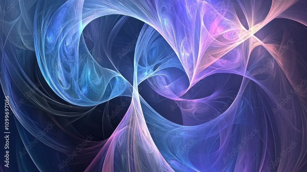 Poster a mesmerizing blend of swirling colors in shades of blue and purple, creating a dynamic abstract bac