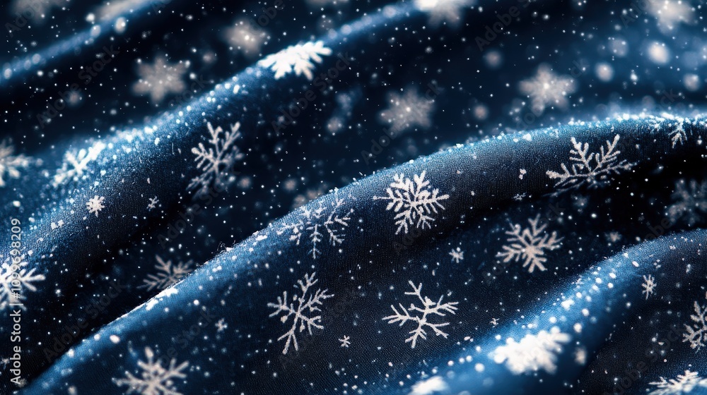 Poster imagine a pair of winter leggings with a subtle pattern of small, repeating snowflakes across the fa