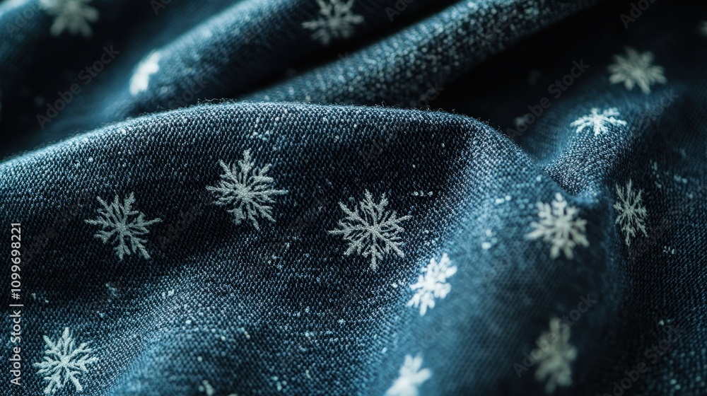 Poster imagine a pair of winter leggings with a subtle pattern of small, repeating snowflakes across the fa