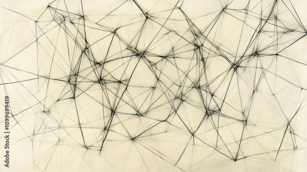 Aufkleber a network of intersecting thin black lines on a white background, forming geometric shapes and patte