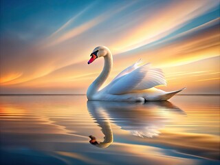 Fototapeta premium Elegant Swan Vector Icon - Flat Illustration of a Swan Bird Emoji for Nature Lovers and Graphic Designers