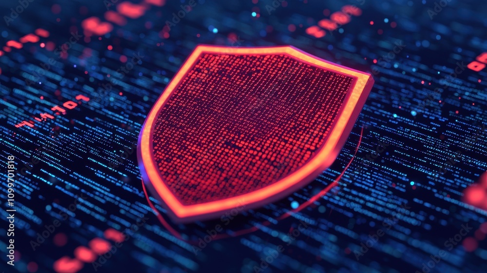 Aufkleber digital shield icon on matrix background with security concept