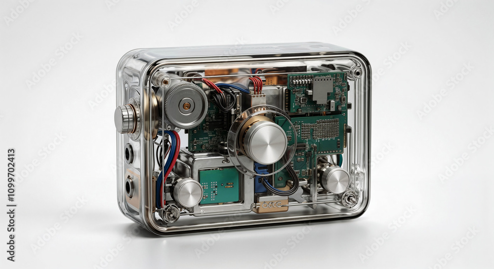 Poster media player with transparent case. generative ai