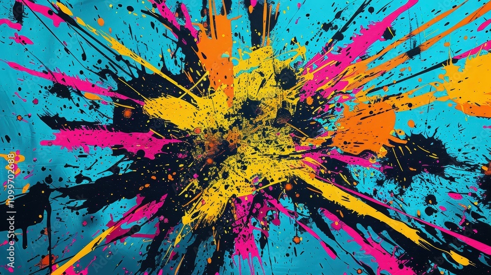 Poster dynamic color explosion art contemporary gallery digital artwork creative environment abstract viewp