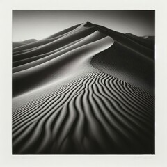 Gelatin silver print of sand dunes with undulating ripples subtl