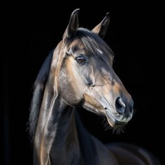 Fototapeta premium Arabian horse portrait on black background
