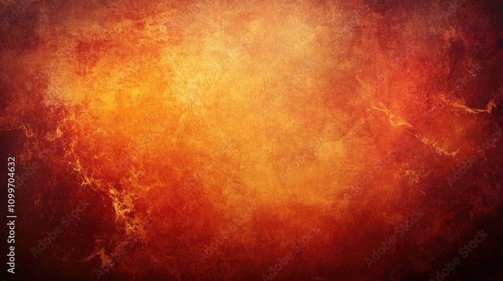 Poster a smooth gradient background transitioning from warm oranges to deep reds, featuring subtle textures