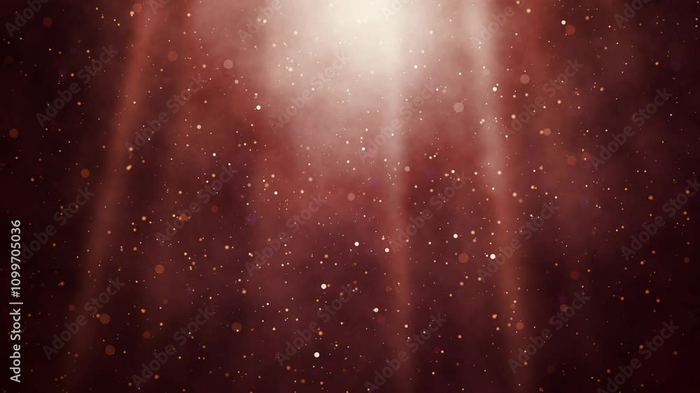 Poster red light rays of sunlight filtering through floating particles and smoke, creating a warm, dreamy a
