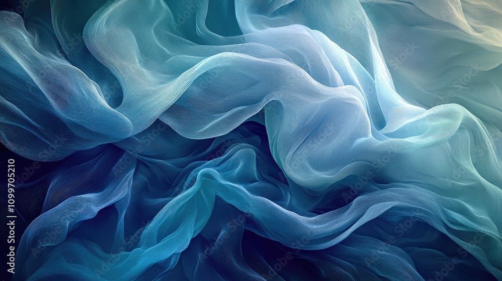 Poster a soothing gradient background that transitions from deep navy to soft sky blue, featuring subtle wa