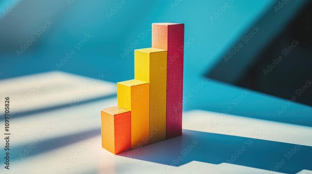 Poster a stacked bar graph with soft shadows and gradient colors on a white surface, emphasizing financial 
