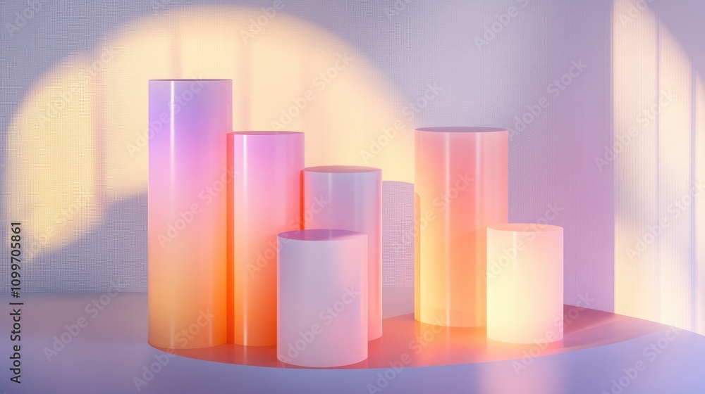 Poster a stacked bar graph with soft shadows and gradient colors on a white surface, emphasizing financial 