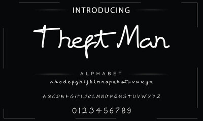 Obraz premium Hand drawn typeface. Handwritten script alphabet isolated on white background. Handmade alphabet for your designs logo, posters, invitations, cards, etc.