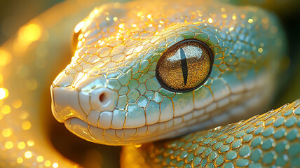 Fototapeta premium Green Snake Symbol of 2025