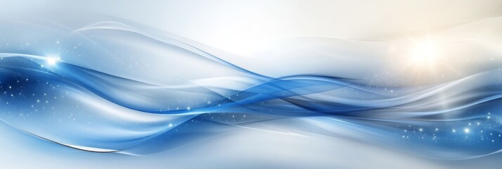 Fototapeta premium Abstract Cool Blue Waved Delicate Background With A Mix Of Light And Dark, With Sparkles