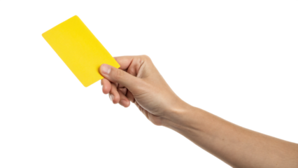 Hand holding blank yellow card