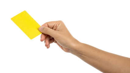 Hand holding blank yellow card