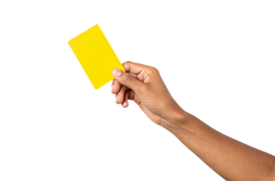 Hand holding blank yellow card