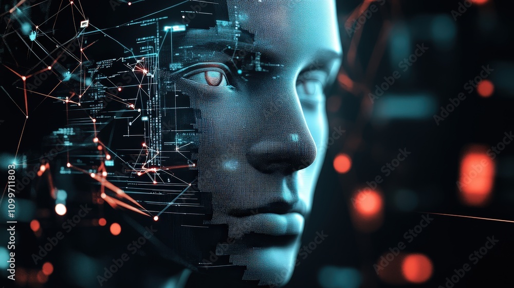 Poster the journey of data through an ai model, showing the stages from raw input to polished output, each 