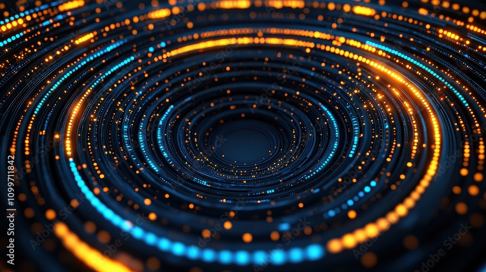 Poster colorful abstract circular lights creating dynamic motion effect