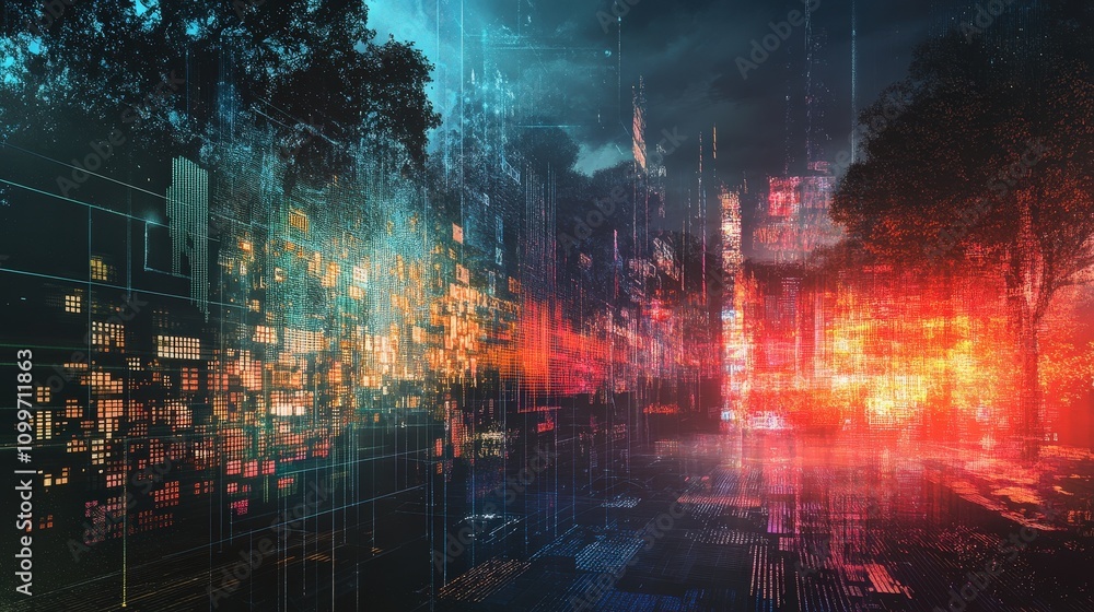 Poster the process of data refining through an ai model, showing how each step contributes to transforming 