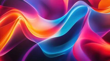 Obraz premium Abstract portrayal of diversity with a vibrant fusion of overlapping, multicolored waves creating a harmonious, flowing design in a minimalist environment