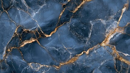 Sapphire blue marble with striking golden veins and rich graphite textures showcased in a geode-inspired wallpaper design.