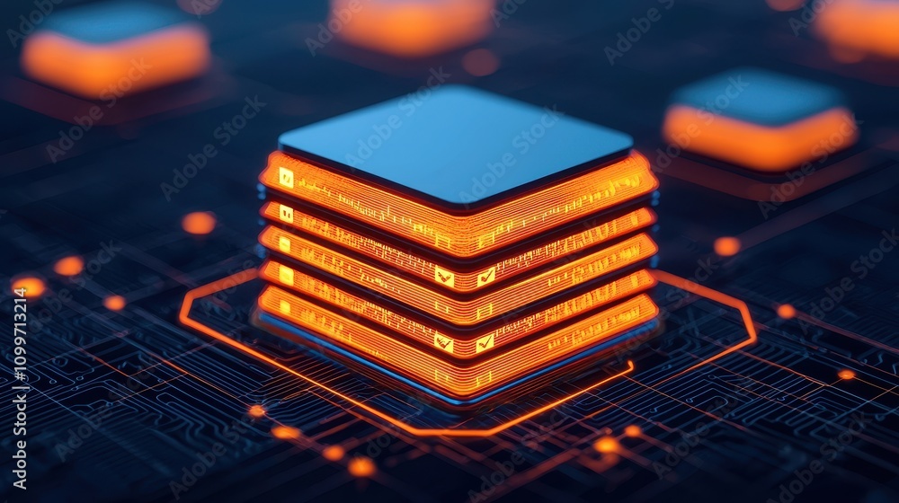 Aufkleber futuristic digital technology concept with glowing circuit patterns
