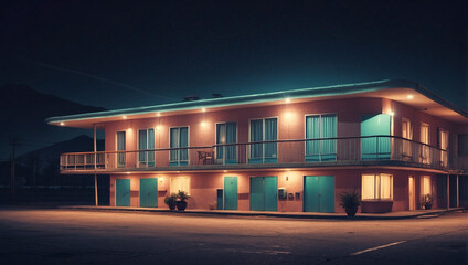 Motel Building at Night