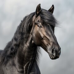 Portrait of a Frisian horse alone with dark background  horse