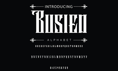 Trendy Old School tattoo vintage type font vector template. Traditional tattoo and rock style font. Tattoo Alphabet. Hipster style type font for tattoo studio and barbershop or pub design