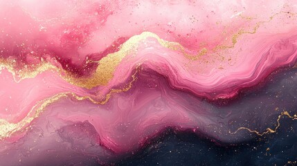 Fototapeta premium Elegant Abstract Pink and Gold Fluid Art Background with Swirling Patterns and Textures Perfect for Modern Designs and Creative Projects