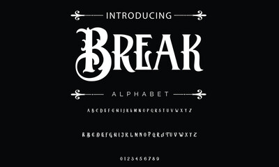 Trendy Old School tattoo vintage type font vector template. Traditional tattoo and rock style font. Tattoo Alphabet. Hipster style type font for tattoo studio and barbershop or pub design