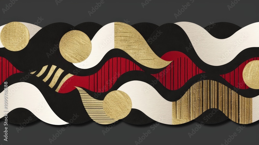Poster dynamic abstract artwork featuring bold patterns and colors modern art gallery graphic design indoor