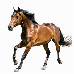 Obraz premium horse running brown horse on the paddock in the sunshine