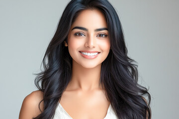 Fototapeta premium Young beautiful indian woman with black hair