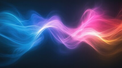 Fototapeta premium Colorful gradient lines flowing in parallel, creating a smooth wave effect on a dark backdrop, showcasing a modern, abstract pattern