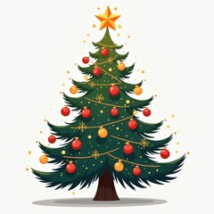 Fototapeta premium Christmas tree illustration isolated on white background