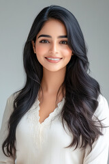 Fototapeta premium Young beautiful indian woman with black hair