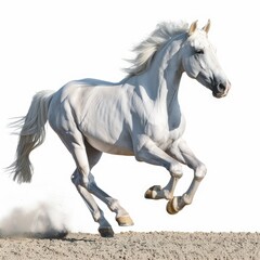 Fototapeta premium White Horses run gallop isolated on white backround Horses