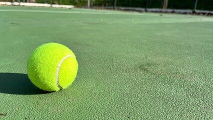bright tennis ball on the tennis court