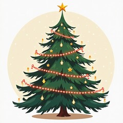 Fototapeta premium Christmas tree illustration isolated on white background