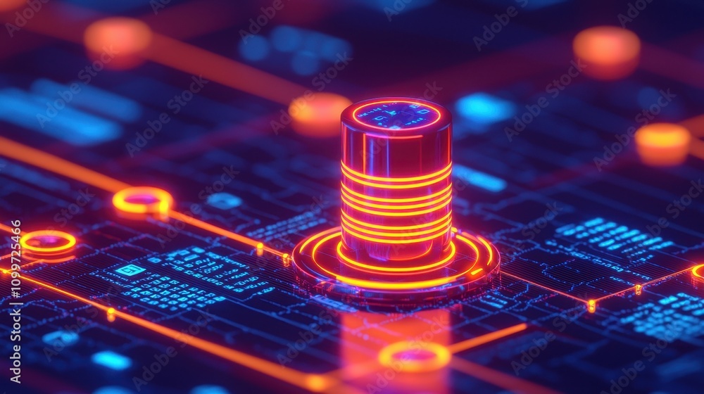 Aufkleber glowing circuit board with abstract neon technology design
