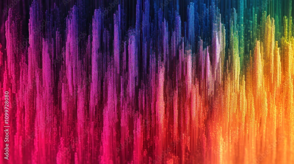 Poster abstract colorful vertical lines of light data flow