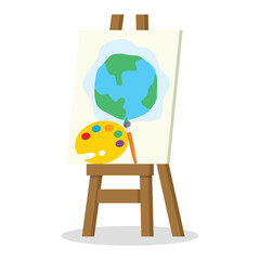 illustration of the concept of painting and painting tools, art education, vector files