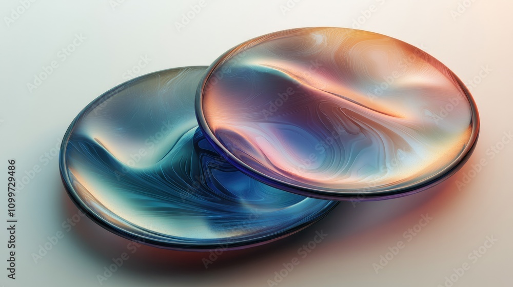 Poster surreal abstract plates with subtle shadows in an ethereal and dreamlike style