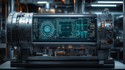 Obraz premium Futuristic digital interface display with holographic screen