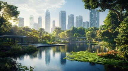 Futuristic Urban Park Featuring Digital Nature Insights into the Sustainable Smart City of the Future
