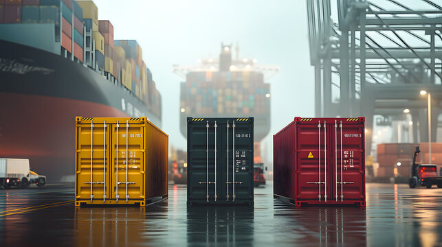 Containers en attente de chargement dans le port