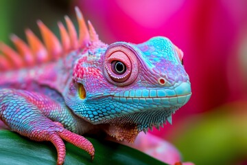 Fototapeta premium Magical creatures blending with advanced technology, macro photography reveals hidden wonders, vibrant colors shine through