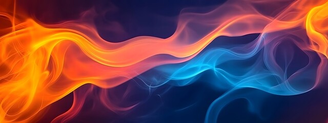Fototapeta premium Abstract orange and blue background with flames, vector illustration, bold shapes, digital art techniques